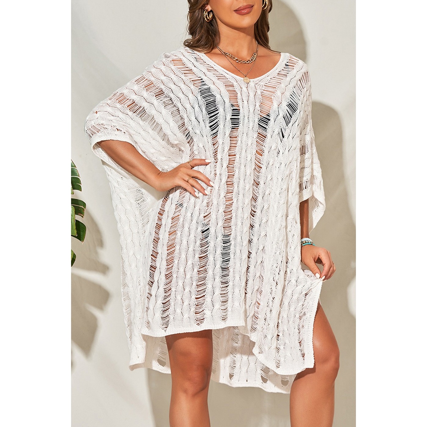 White Knitted Beach Cover-Up